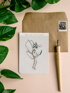Atvirutė su motyvuojančia citata "Reading makes your mind blossom"